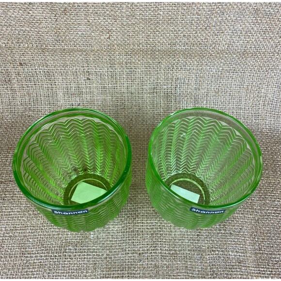 Shannon Twill Green Set of 2 Old Fashion Glasses 11oz - Picture 4 of 7